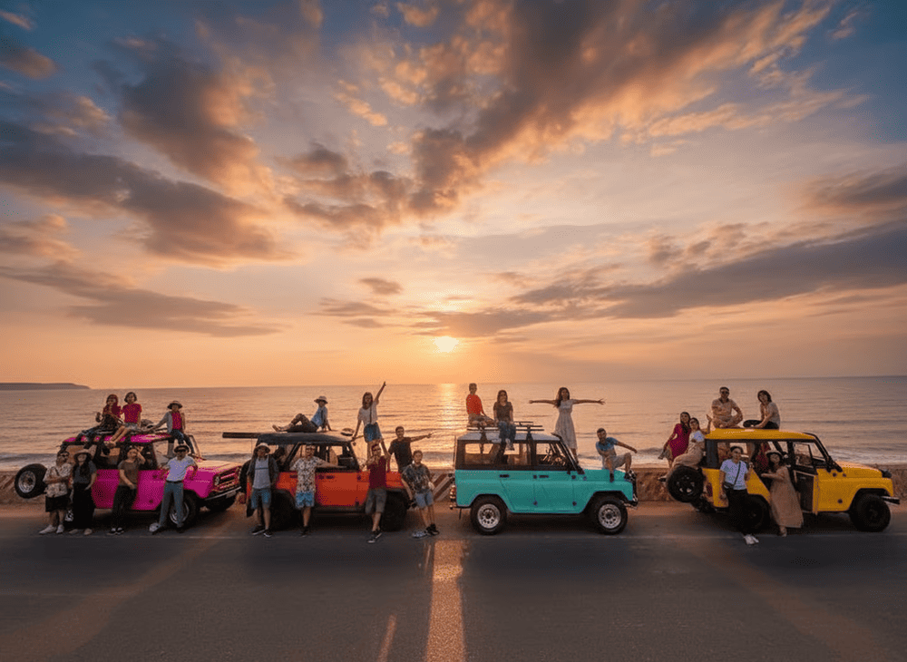 Thu&ecirc; tour xe jeep nửa ng&agrave;y l&agrave; lựa chọn của nhiều du kh&aacute;ch khi c&oacute; nhu cầu tham quan Đồi C&aacute;t Trắng